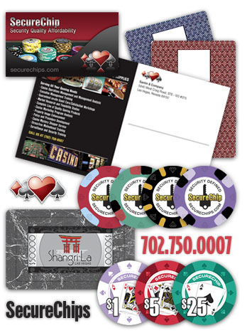 Securechip free samples including casino chips, plaques and playing cards